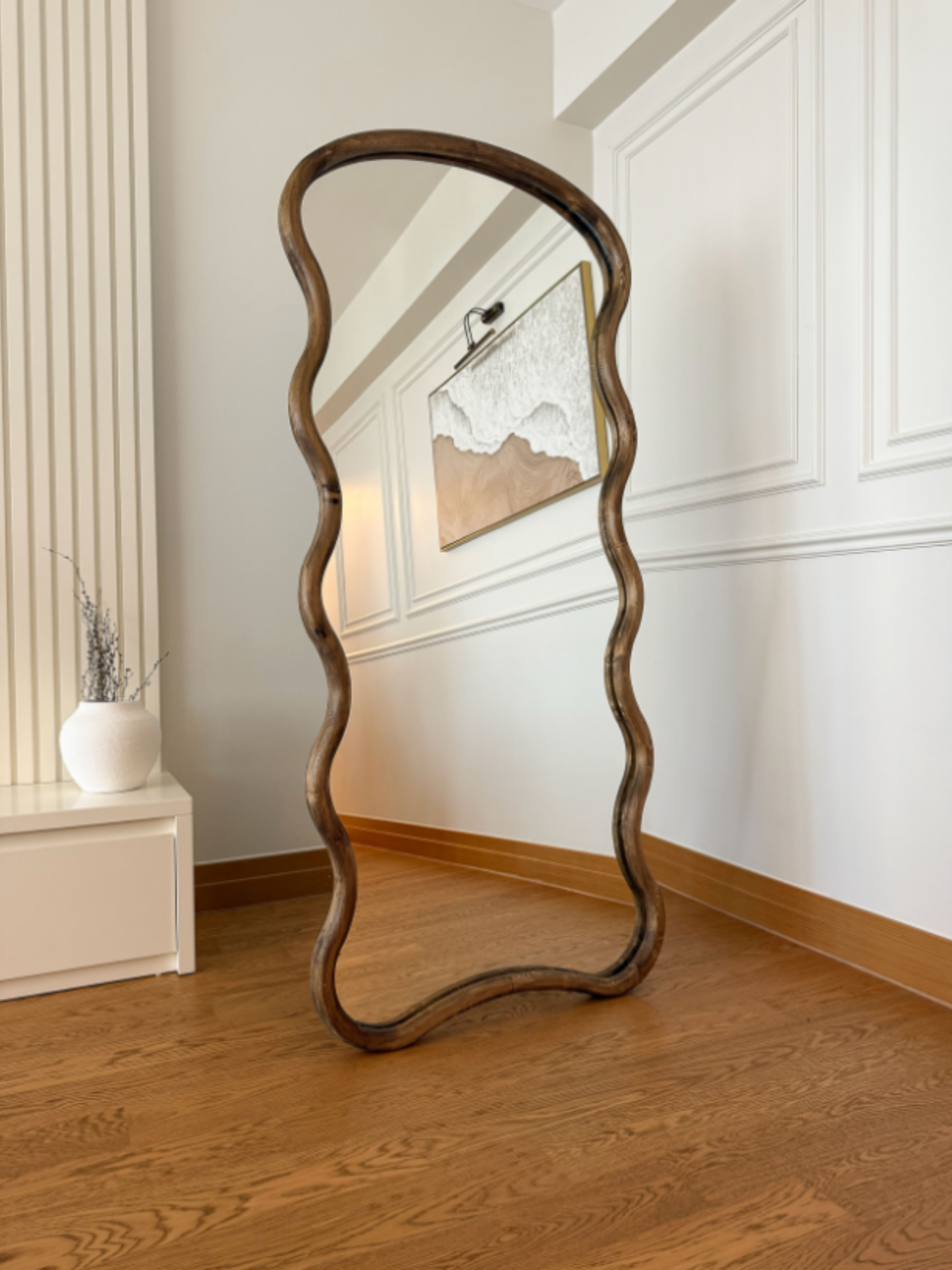 Loréa – Organischer Gewellter Holzspiegel 180x80 cm (2)