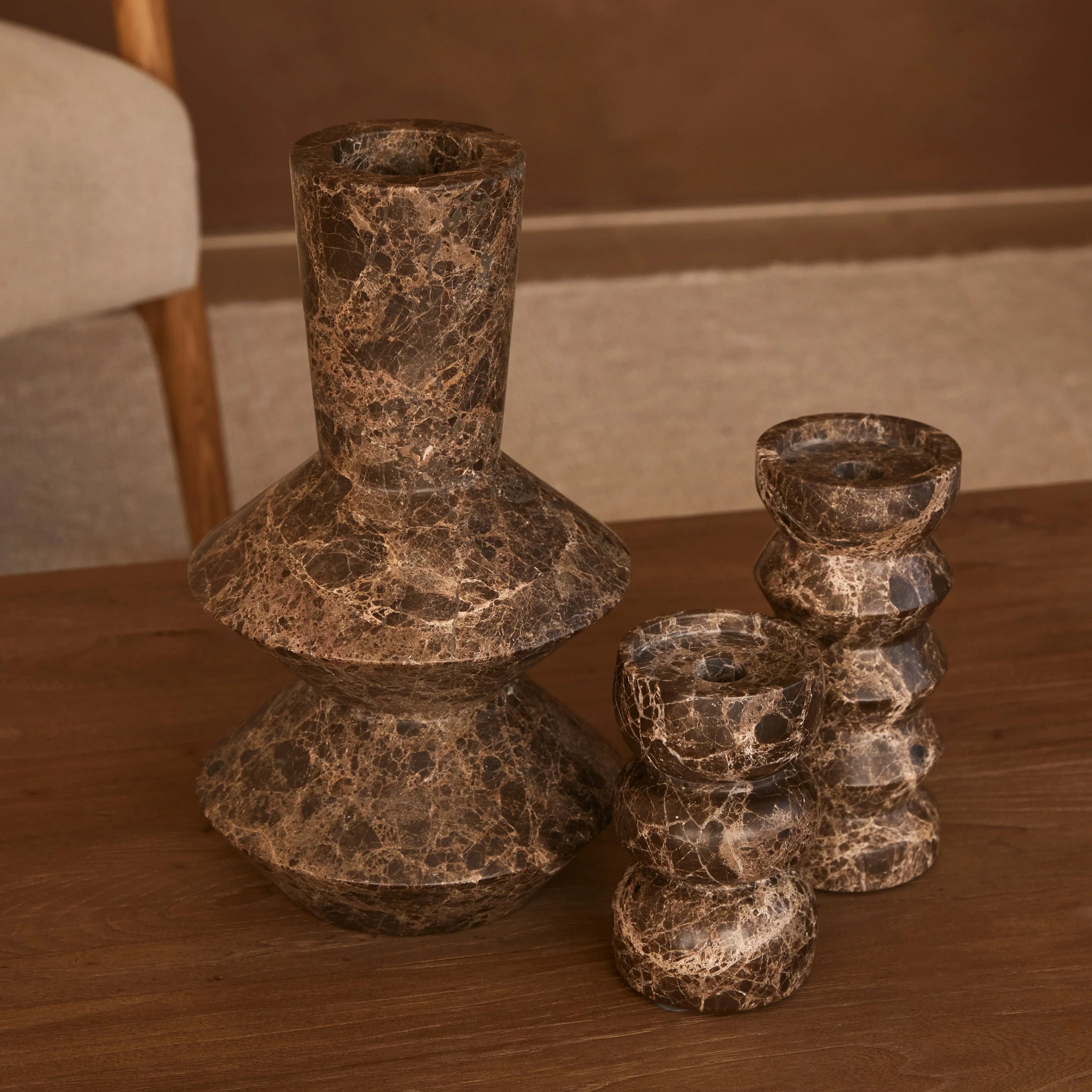 Rautenvase Dark Emperador H35cm