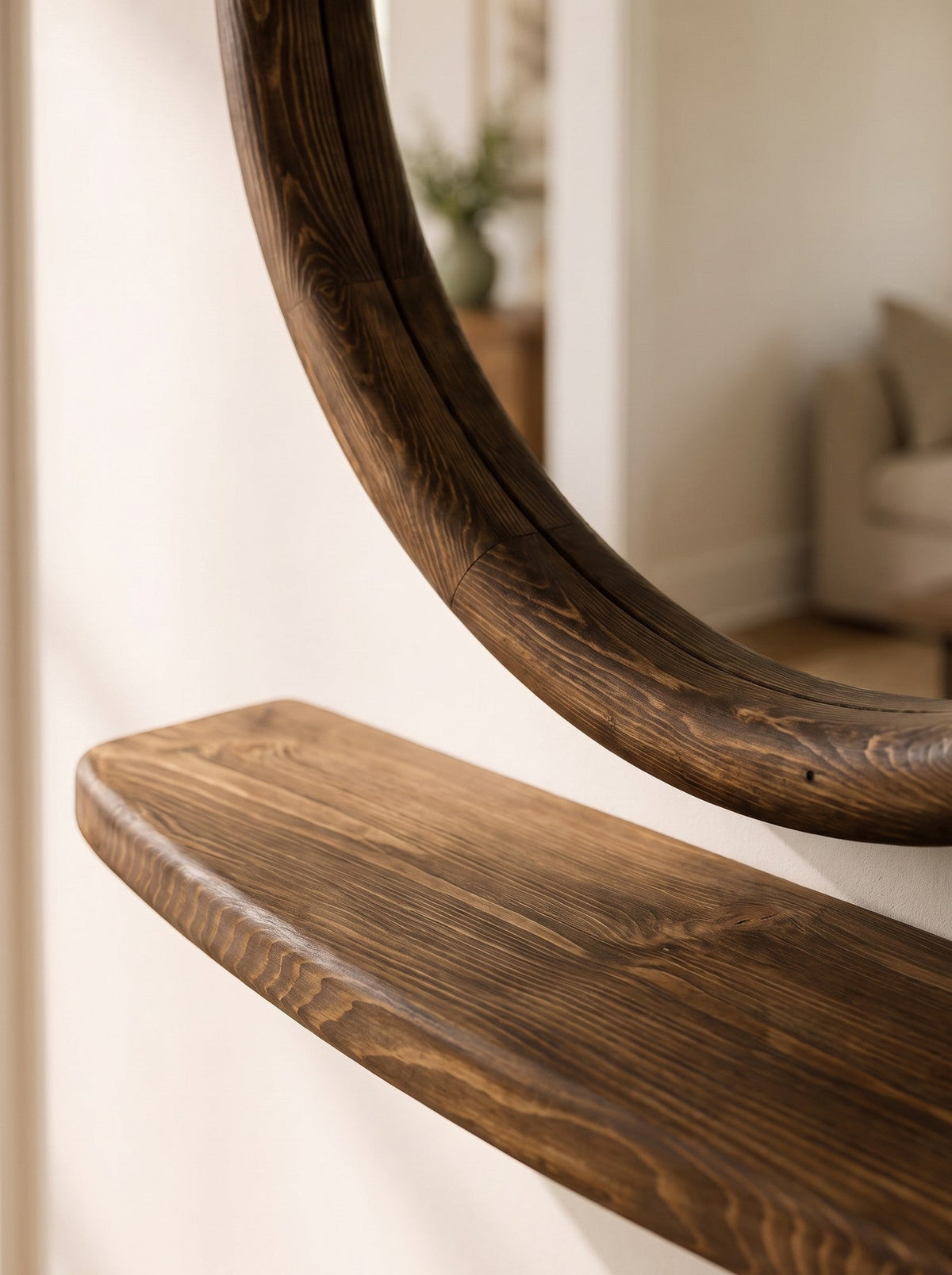 Lou – Runder Holz-Wandspiegel mit Ablage 85 cm (4)