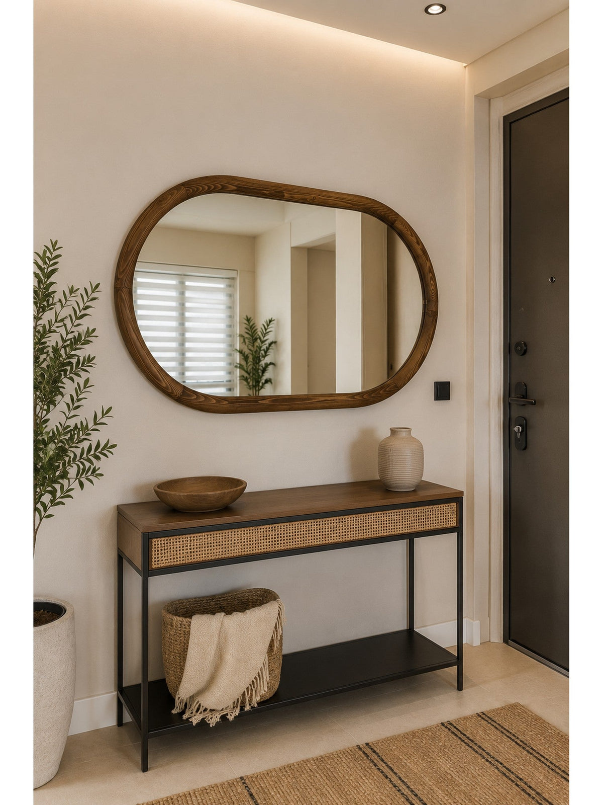Organischer Wandspiegel Walnuss – Oval – Holzrahmen – 108x67 cm (2)
