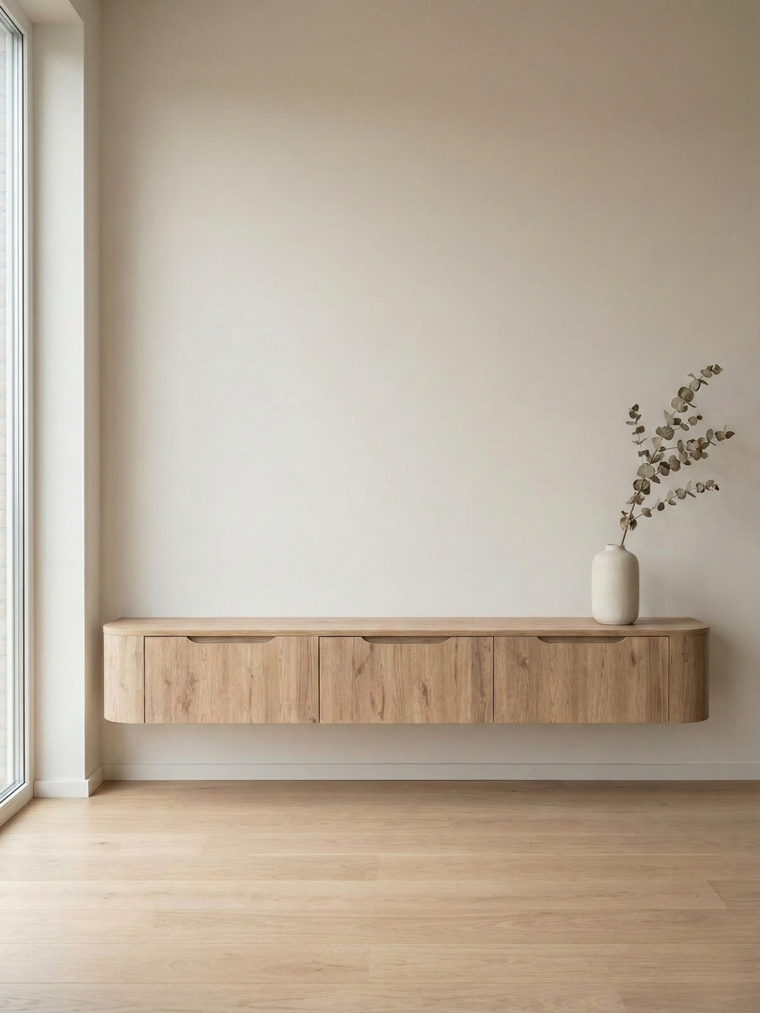 Miyoko Japandi TV-Lowboard Eiche – B 240 x T 32 x H 28 cm