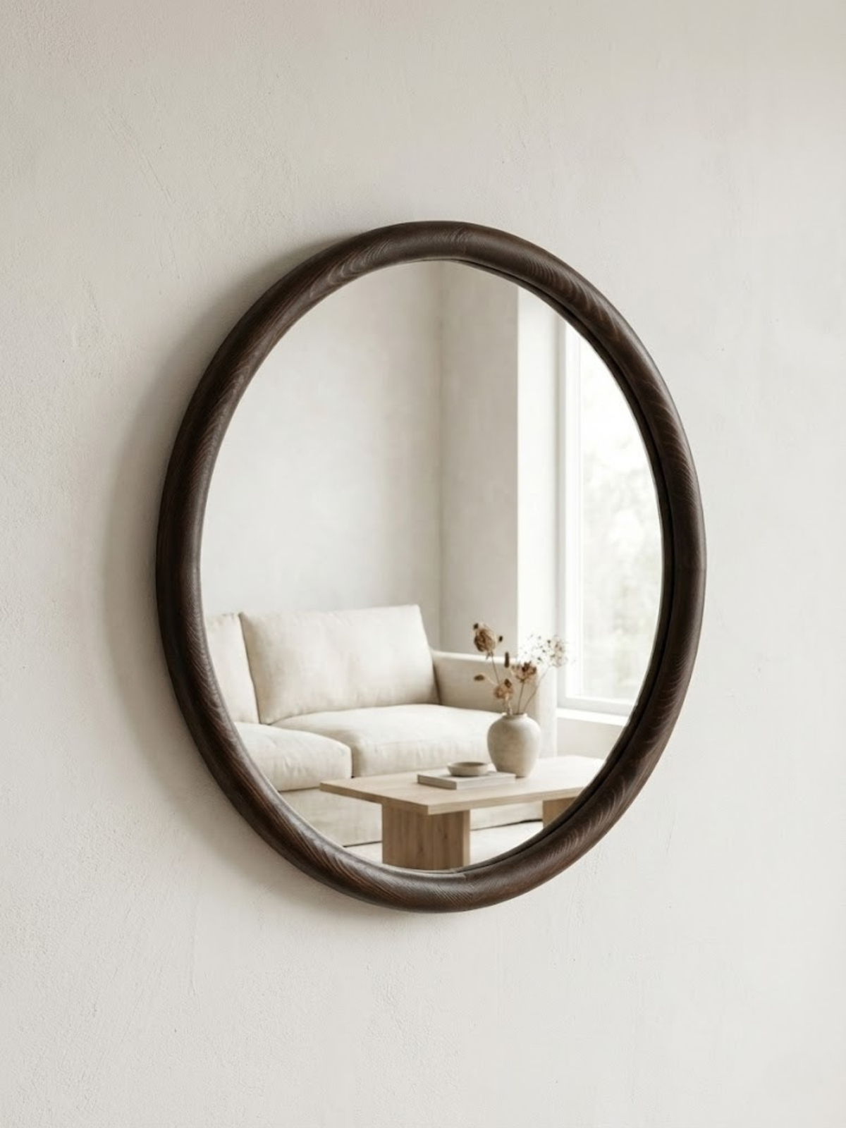 ELIN – Runder Japandi-Holzwandspiegel 70 cm