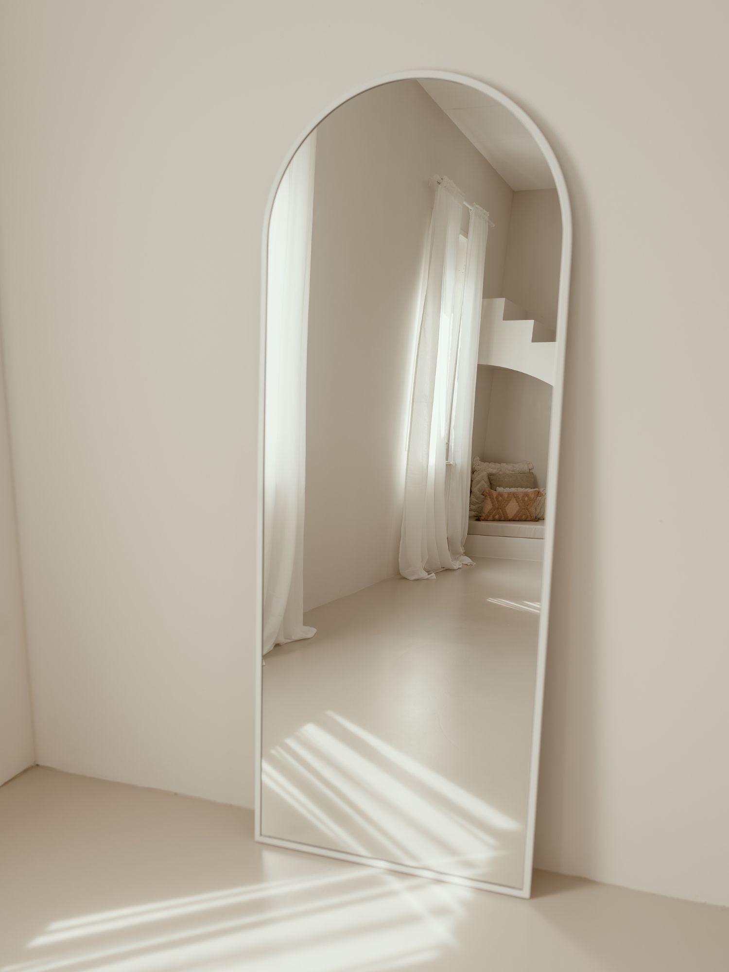 Großer Standspiegel Oval 180x70 Weiß