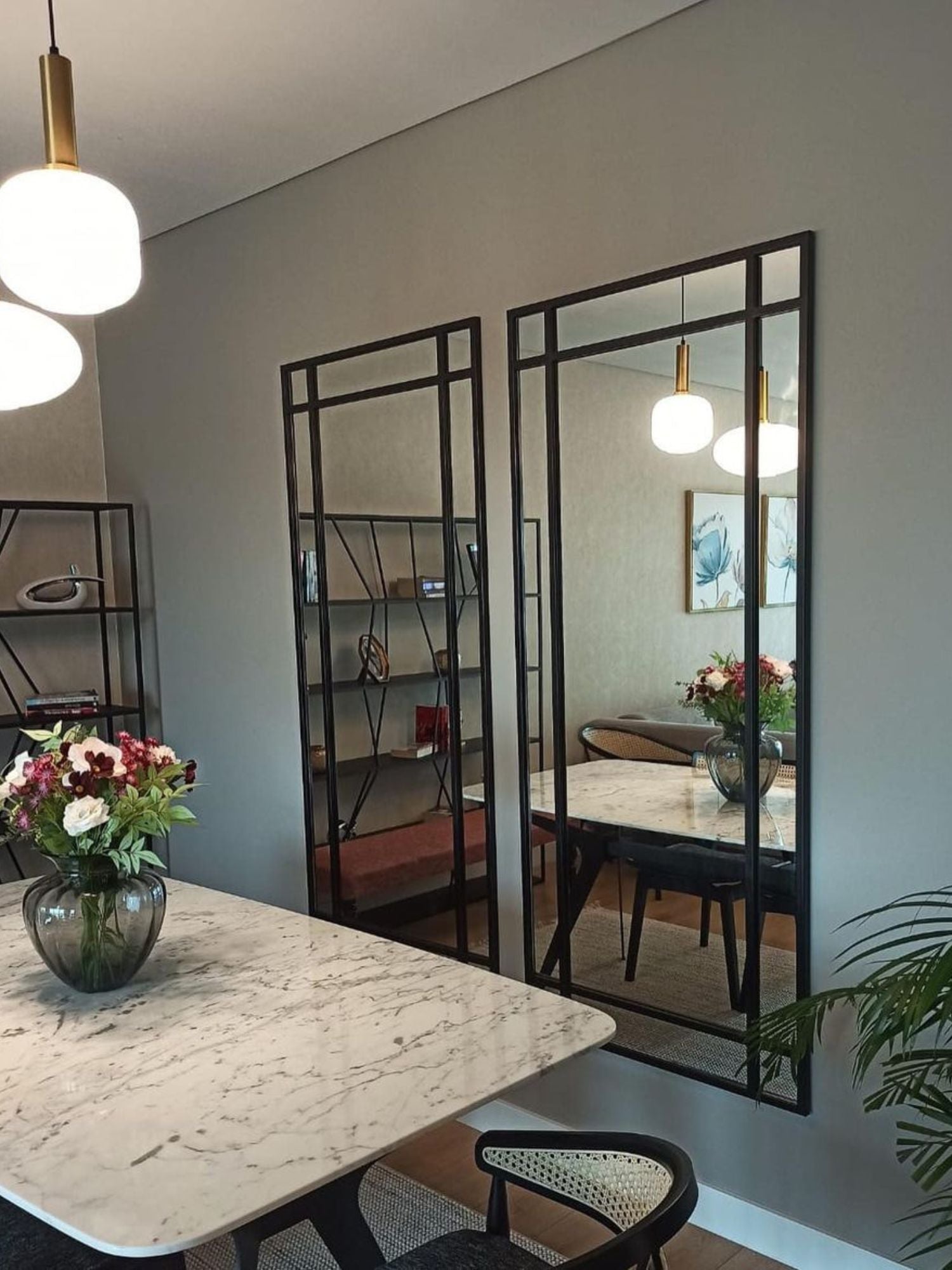 Großes Standspiegelfenster 180x80 Schwarz