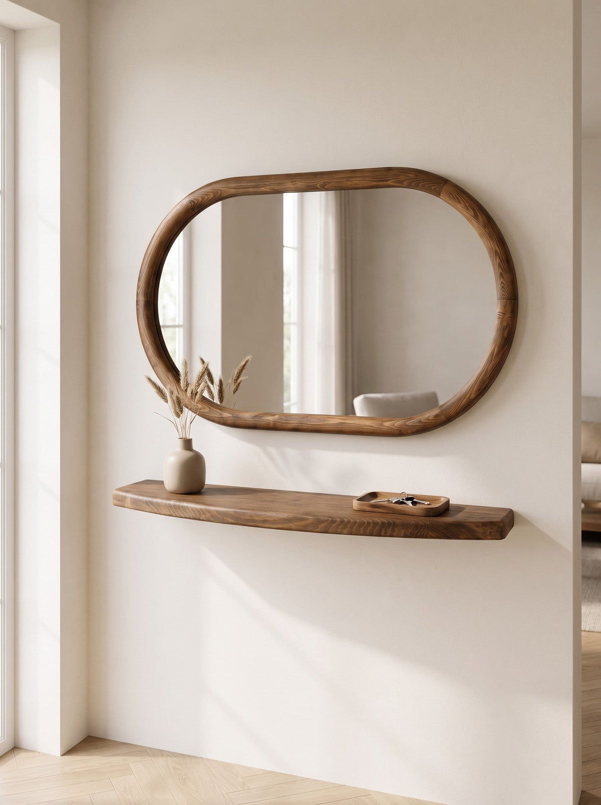 Lila – Ovaler Holz-Wandspiegel mit Ablage 110x70 cm (5)